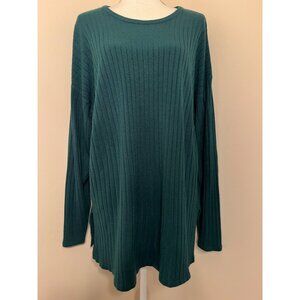 Plus Size Honors Long-Sleeve Ribbed Sweater Green Womens 24W Acrylic Soft
